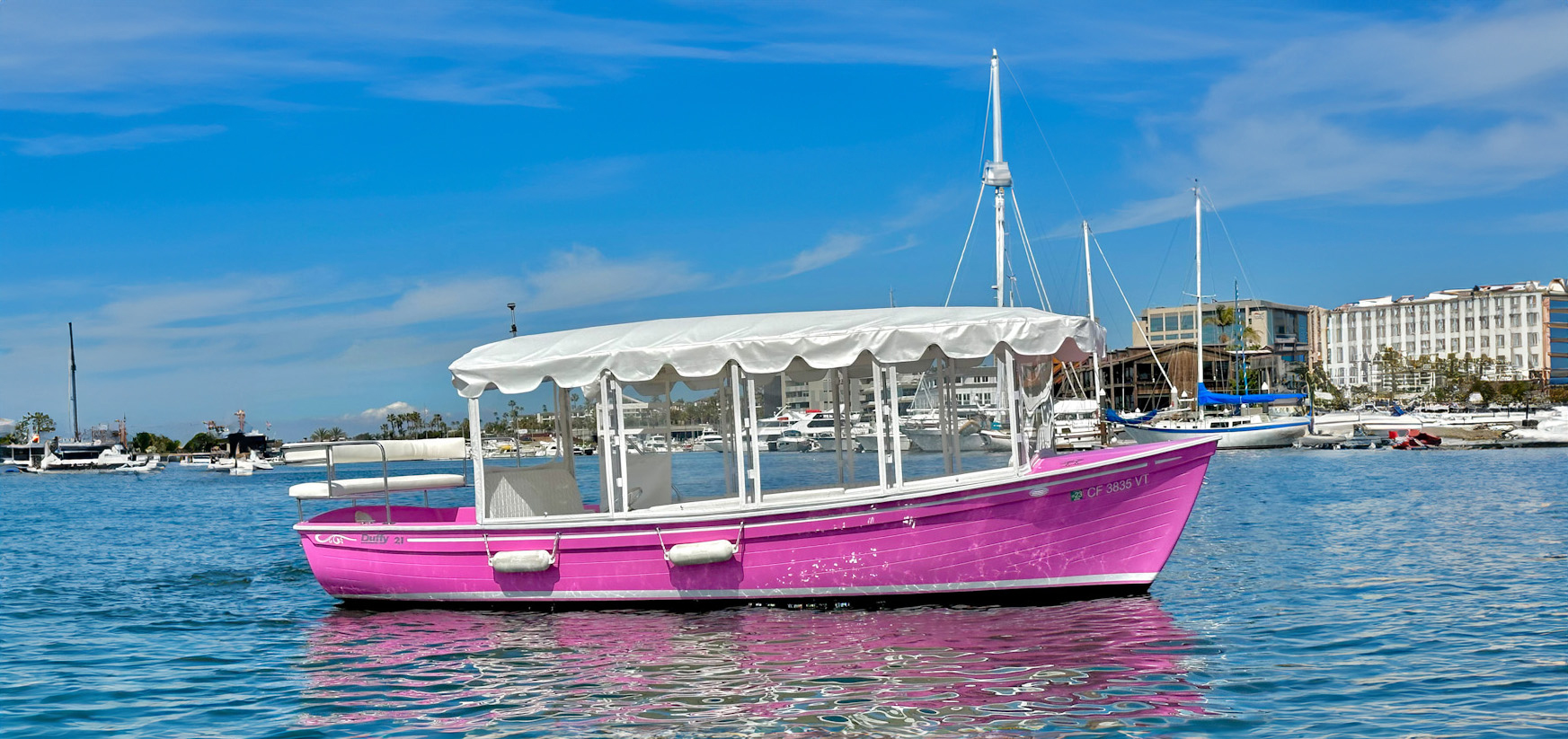 pink duffy boat newport beach